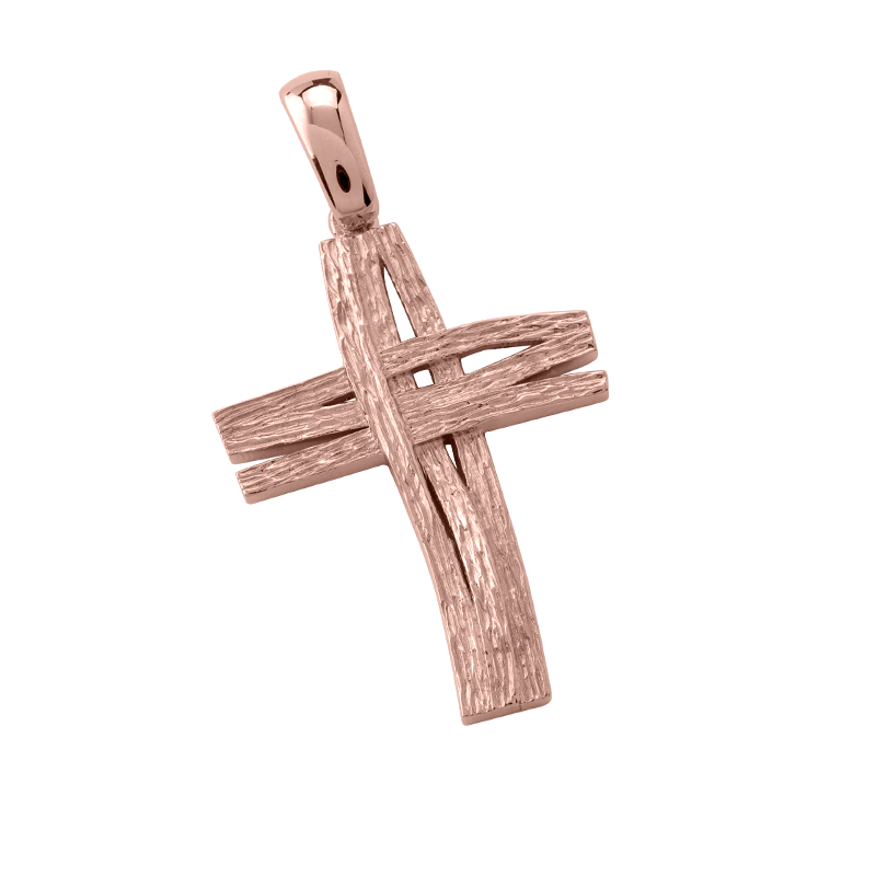 Σταυρός Γυναικείος σε Ροζ Χρυσό Κ14 2801