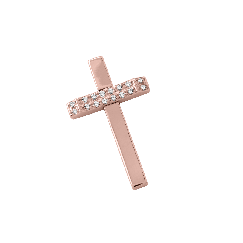 Σταυρός Γυναικείος σε Ροζ Χρυσό Κ14 2794