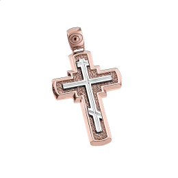 Ρώσικος σταυρός γυναικείος σε ροζ χρυσό Κ14
