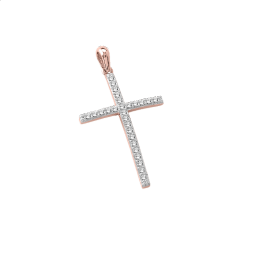 Σταυρός Γυναικείος με πέτρες ζιργκόν σε ροζ χρυσό Κ14