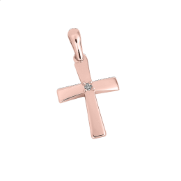 Σταυρός mini σε ροζ με πέτρα ζιργκόν χρυσό γυναικείος Κ14