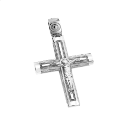 Σταυρός ανδρικός με εσταυρωμένο σε λευκόχρυσο Κ14