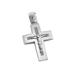 Σταυρός ανδρικός με εσταυρωμένο σε λευκόχρυσο Κ14