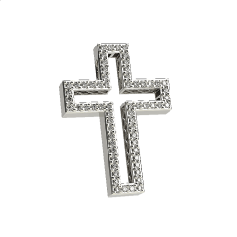 Γυναικείος σταυρός με πέτρες ζιργκόν σε λευκόχρυσο Κ14