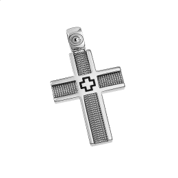 Σταυρός ανδρικός με σμάλτο σε λευκόχρυσο Κ14