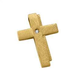 Σταυρός Γυναικείος με πέτρα ζιργκόν σε Χρυσό Κ14