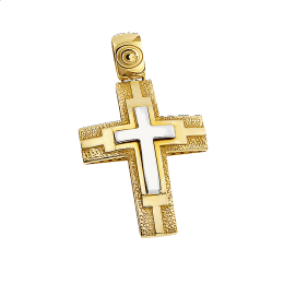Ανδρικός σταυρός σε χρυσό και λευκόχρυσο Κ14