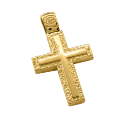 Σταυρός γυναικείος Βυζαντινός με πέτρα ζιργκόν σε χρυσό Κ14
