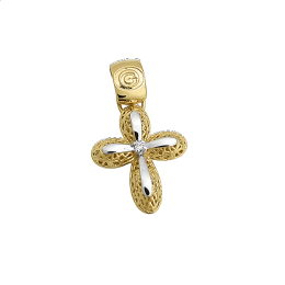 Σταυρός γυναικείος με πέτρες ζιργκόν σε χρυσό και λευκόχρυσο Κ14