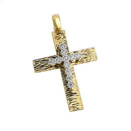 Σταυρός γυναικείος με πέτρες ζιργκόν σε χρυσό Κ14