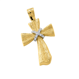 Σταυρός Γυναικείος με πέτρες ζιργκόν σε Χρυσό Κ14