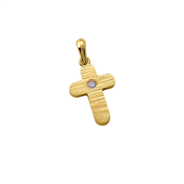 Σταυρός γυναικείος mini με πέτρεα ζιργκόν σε χρυσό Κ14