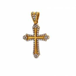 Σταυρός γυναικείος Βυζαντινός σε χρυσό με πέτρες ζιργκόν Κ14