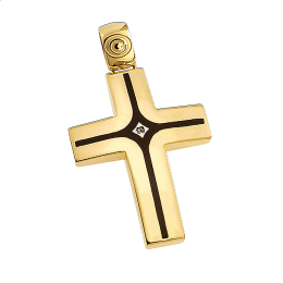 Σταυρός unisex με σμάλτο και πέτρα ζιργκόν σε χρυσό Κ14