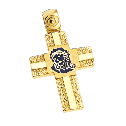 Αντρικός σταυρός με σμάλτο σε χρυσό Κ14