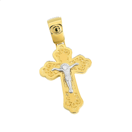 Ρώσικος σταυρός με εσταυρωμένο σε χρυσό Κ14
