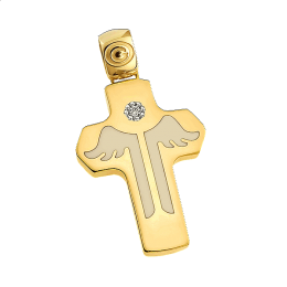 Σταυρός με σμάλτο και πέτρα ζιργκόν σε χρυσό Κ14
