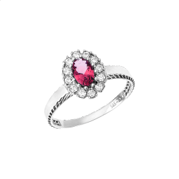 Δαχτυλίδι Οβάλ Ροζέτα Κ14 με πέτρες Ζιργκόν