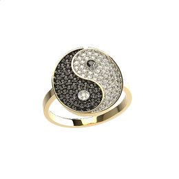 Δαχτυλίδι Yin Yang με πέτρες Ζιργκόν K 9