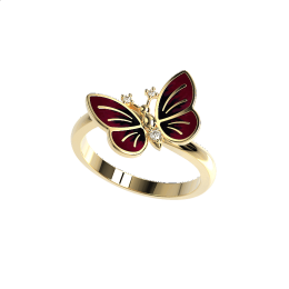 Δαχτυλίδι Πεταλούδα με Σμάλτο και Ζιργκόν Κ9