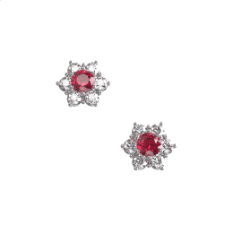 Σκουλαρίκια Ροζέτα λουλούδι σε Λευκόχρυσο Κ14 με Ζιργκόν