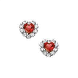 Σκουλαρίκια Καρδιά Ροζέτα σε Λευκόχρυσο Κ14