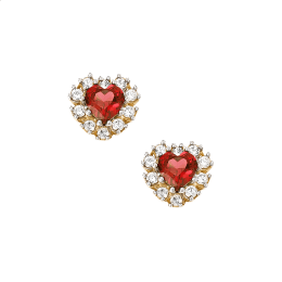 Σκουλαρίκια Καρδιά Ροζέτα σε Χρυσό Κ14