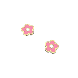 Σκουλαρίκια Λουλούδι με Ροζ Σμάλτο Κ9