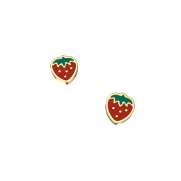 Σκουλαρίκια Φράουλα με Σμάλτο Κ9