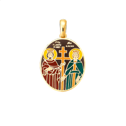 Φυλαχτό Άγιος Κωνσταντίνος και Αγία Ελένη σε χρυσό Κ9