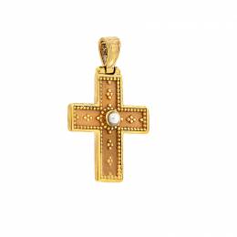Σταυρός γυναικείος Βυζαντινός με πέρλα σε χρυσό Κ14